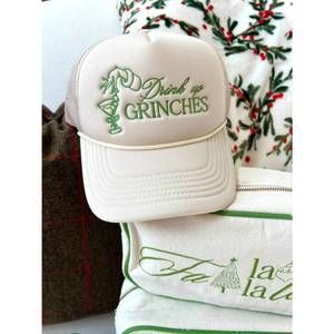 NEW KENZKUSTOMZ drink up grinches trucker hat in tan